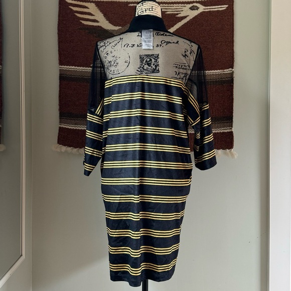 The Ragged Priest Velour Stripe GUTTED Mesh Panel T-Shirt Dress - Picture 6 of 12